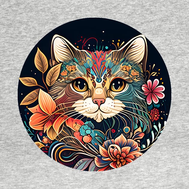 LadLay Cat Flower Beautiful - Cat Boho Lover by jordanfaulkner02